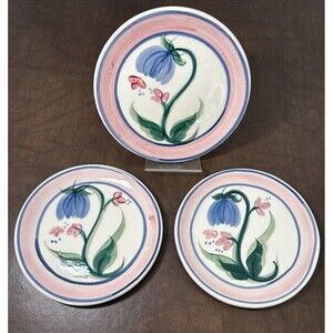 Lot Of 3 Vtg Gail Pittman Novak Floral Salad Plate 7 5/8” Retired Signed EUC #2